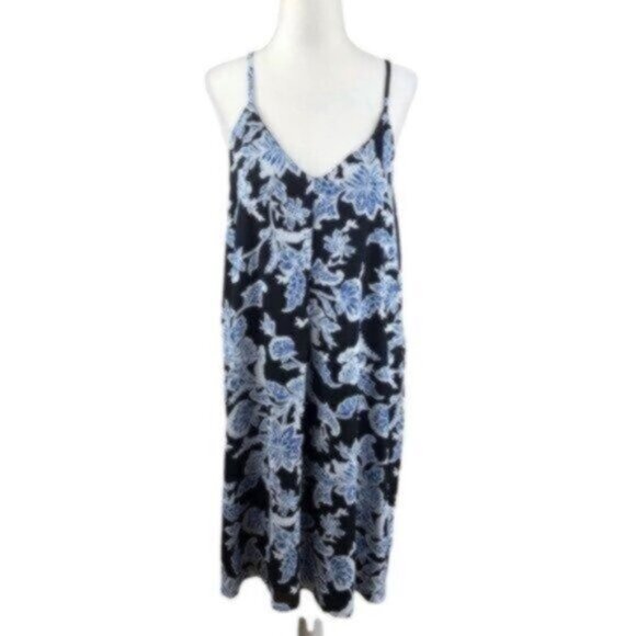 Vince Camuto Blue Floral Sleeveless Summer Party Dress Medium - Picture 1 of 6